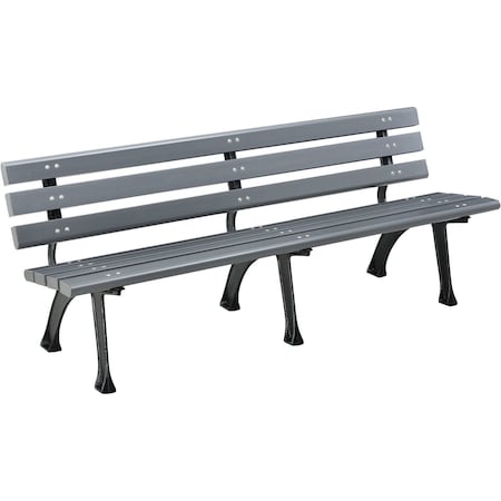 Global Industrial 72L Plastic Park Bench With Backrest, Gray 240126GY